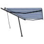 Toldo de pie retráctil manual azul y blanco 500x300 cm de , Toldos - Ref: Foro24-3069776, Precio: 506,03 €, Descuento: %