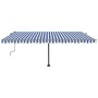 Toldo de pie retráctil manual azul y blanco 500x300 cm de , Toldos - Ref: Foro24-3069776, Precio: 480,49 €, Descuento: %