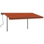 Manual retractable awning with orange and brown poles 4.5x3 m by , Awnings - Ref: Foro24-3070160, Price: 488,22 €, Discount: %