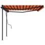 Manual retractable awning with orange and brown poles 4.5x3 m by , Awnings - Ref: Foro24-3070160, Price: 488,22 €, Discount: %