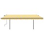 Retractable manual awning with yellow and white poles, 5x3.5 m. by , Awnings - Ref: Foro24-3070258, Price: 659,84 €, Discount: %