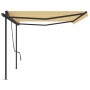 Retractable manual awning with yellow and white poles, 5x3.5 m. by , Awnings - Ref: Foro24-3070258, Price: 659,84 €, Discount: %