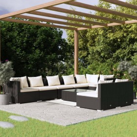 Garden furniture set 9 pieces and black synthetic rattan cushions by , Garden sets - Ref: Foro24-3102407, Price: 897,99 €, Di...