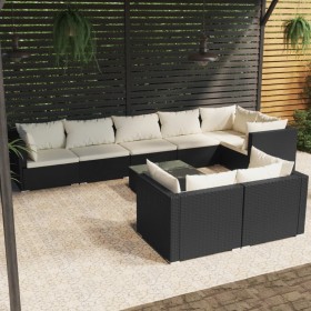 9-teiliges Gartenmöbel-Set und Kissen aus synthetischem Rattan schwarz von , Gartensets - Ref: Foro24-3102487, Preis: 916,99 ...