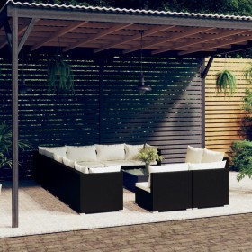 Set de muebles de jardín 13 pzas cojines ratán sintético negro de , Conjuntos de jardín - Ref: Foro24-3102847, Precio: 2,00 €...