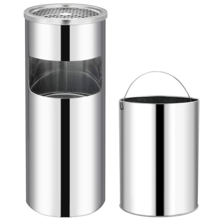 30 L stainless steel trash can with ashtray by vidaXL, Garbage cans and trash cans - Ref: Foro24-51087, Price: 64,83 €, Disco...