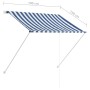 Retractable blue and white awning 100x150 cm by , Awnings - Ref: Foro24-145889, Price: 45,98 €, Discount: %