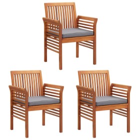 Garden dining chairs 3 units with solid acacia wood cushions by vidaXL, Garden chairs - Ref: Foro24-45971, Price: 432,99 €, D...