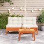 Garden sofas without armrest cushions 2 units brown waxed wood by , Modular outdoor sofas - Ref: Foro24-838162, Price: 173,42...