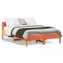 Bed frame with wax brown pine wood headboard 140x190 cm by , Beds and slatted bases - Ref: Foro24-842605, Price: 129,72 €, Di...