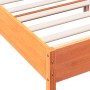 Bed frame with wax brown pine wood headboard 140x190 cm by , Beds and slatted bases - Ref: Foro24-842605, Price: 129,72 €, Di...