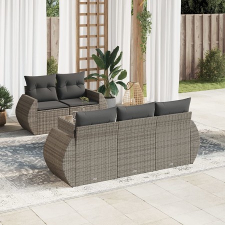 6-piece garden furniture set with gray synthetic rattan cushions by , Garden sets - Ref: Foro24-3253437, Price: 513,06 €, Dis...