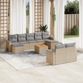 Garden sofa set with beige cushions, 10 pieces, made of synthetic rattan. by , Modular outdoor sofas - Ref: Foro24-3224337, P...