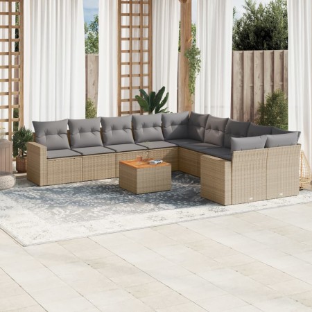 Garden sofa set 11 pieces with beige synthetic rattan cushions by , Modular outdoor sofas - Ref: Foro24-3224316, Price: 743,2...