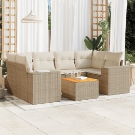 7-teiliges Gartensofa-Set und beige synthetische Rattankissen von , Gartensets - Ref: Foro24-3225344, Preis: 565,99 €, Rabatt: %