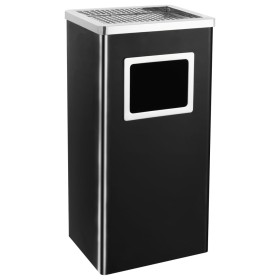 Black steel trash can with ashtray 45 L by vidaXL, Garbage cans and trash cans - Ref: Foro24-51093, Price: 83,05 €, Discount: %