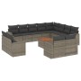 Gartensofa-Set mit Kissen 13-teilig synthetisches Rattangrau von , Modulare Sofas für den Außenbereich - Ref: Foro24-3224394,...