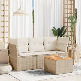 Garden sofa set with 4-piece synthetic rattan beige cushions by , Garden sets - Ref: Foro24-3223468, Price: 298,72 €, Discoun...