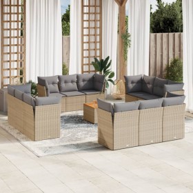 Garden set with 13-piece synthetic rattan beige cushions. by , Garden sets - Ref: Foro24-3223539, Price: 902,41 €, Discount: %