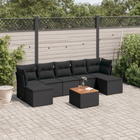 Set aus 8-teiligen Gartensofas und Kissen Kunstrattan schwarz von , Gartensets - Ref: Foro24-3223773, Preis: 442,99 €, Rabatt: %