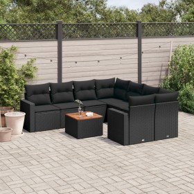 Set aus 8-teiligen Gartensofas und Kissen Kunstrattan schwarz von , Gartensets - Ref: Foro24-3224046, Preis: 537,63 €, Rabatt: %