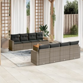 Garden furniture set 9 pieces and gray synthetic rattan cushions by , Garden sets - Ref: Foro24-3224044, Price: 602,99 €, Dis...