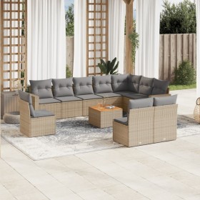 Set de sofás de jardín 11pzas con cojines ratán sintético beige de , Conjuntos de jardín - Ref: Foro24-3224176, Precio: 692,9...