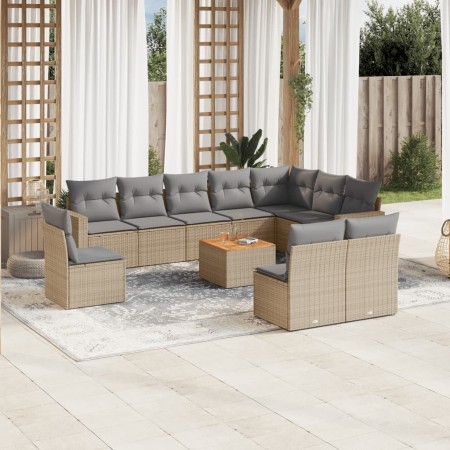 Garden sofa set 11 pieces with beige synthetic rattan cushions by , Garden sets - Ref: Foro24-3224176, Price: 692,99 €, Disco...