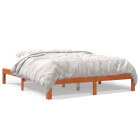 Solid wax brown pine wood bed frame 180x200 cm by , Beds and slatted bases - Ref: Foro24-844174, Price: 135,99 €, Discount: %