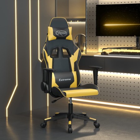 Silla gaming de masaje cuero sintético negro y dorado de , Sillones para videojuegos - Ref: Foro24-345447, Precio: 127,99 €, ...