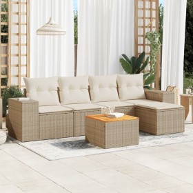 Garden sofa set with 6-piece synthetic rattan beige cushions by , Garden sets - Ref: Foro24-3225421, Price: 451,14 €, Discoun...