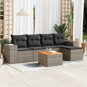 6-piece garden furniture set with gray synthetic rattan cushions by , Garden sets - Ref: Foro24-3225423, Price: 373,96 €, Dis...