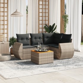 Garden sofa set with 5-piece synthetic rattan gray cushions by , Garden sets - Ref: Foro24-3257320, Price: 358,99 €, Discount: %