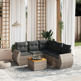 6-piece garden furniture set with gray synthetic rattan cushions by , Garden sets - Ref: Foro24-3257334, Price: 410,99 €, Dis...