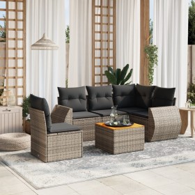 6-piece garden furniture set with gray synthetic rattan cushions by , Garden sets - Ref: Foro24-3257341, Price: 410,99 €, Dis...