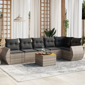 7-piece garden sofa set with gray PE rattan cushions by , Garden sets - Ref: Foro24-3257348, Price: 464,91 €, Discount: %