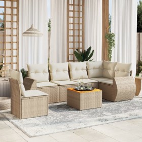 Set of 7-piece garden sofas and beige synthetic rattan cushions by , Garden sets - Ref: Foro24-3257360, Price: 523,99 €, Disc...