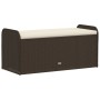 Storage bench with brown synthetic rattan cushion 115x51x52 cm by , garden benches - Ref: Foro24-365729, Price: 128,03 €, Dis...