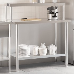 Kitchen work table with stainless steel shelf 110x55x120cm by , Restoration - Ref: Foro24-3208899, Price: 252,99 €, Discount: %