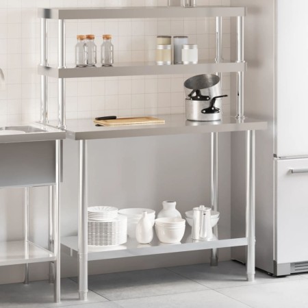 Kitchen work table with stainless steel shelf 110x55x150cm by , Restoration - Ref: Foro24-3208903, Price: 261,49 €, Discount: %