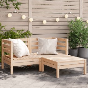 2-seater garden sofa with solid pine wood footrest by , Modular outdoor sofas - Ref: Foro24-838019, Price: 170,99 €, Discount: %