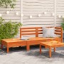 3-seater garden sofa made of solid pine wood in brown wax by , Modular outdoor sofas - Ref: Foro24-838044, Price: 122,32 €, D...