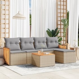 Garden sofa set with 6-piece synthetic rattan beige cushions by , Garden sets - Ref: Foro24-3260008, Price: 406,71 €, Discoun...