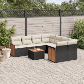 Set aus 8-teiligen Gartensofas und Kissen Kunstrattan schwarz von , Gartensets - Ref: Foro24-3259907, Preis: 566,23 €, Rabatt: %