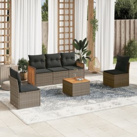 Set mit 6 Gartenmöbeln und Kissen synthetisches Rattangrau von , Gartensets - Ref: Foro24-3259939, Preis: 390,54 €, Rabatt: %