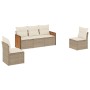 Gartensofa-Set mit Kissen, 5-teilig, beiges synthetisches Rattan von , Gartensets - Ref: Foro24-3259930, Preis: 385,41 €, Rab...