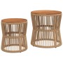 Garden side tables 2 pieces beige rattan wooden surface by , Garden tables - Ref: Foro24-366293, Price: 193,24 €, Discount: %