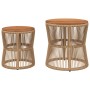 Garden side tables 2 pieces beige rattan wooden surface by , Garden tables - Ref: Foro24-366293, Price: 193,24 €, Discount: %