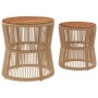 Garden side tables 2 pieces beige rattan wooden surface by , Garden tables - Ref: Foro24-366293, Price: 193,24 €, Discount: %