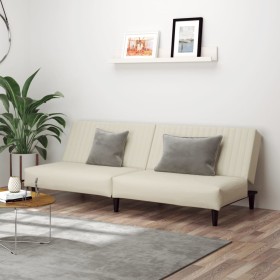 Cream-colored velvet 2-seater sofa bed by , Sofas - Ref: Foro24-375935, Price: 220,47 €, Discount: %